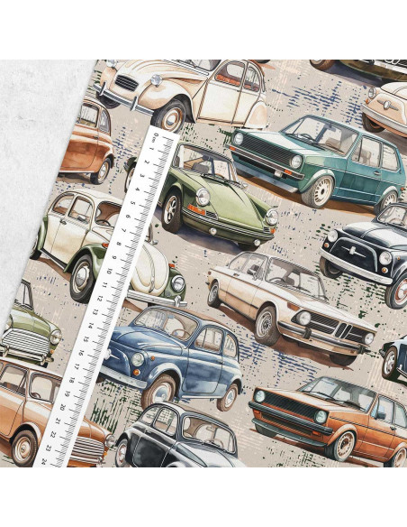 Tejido de algodón premium - Coches de colección