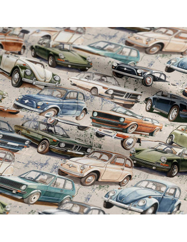 Tejido de algodón premium - Coches de colección
