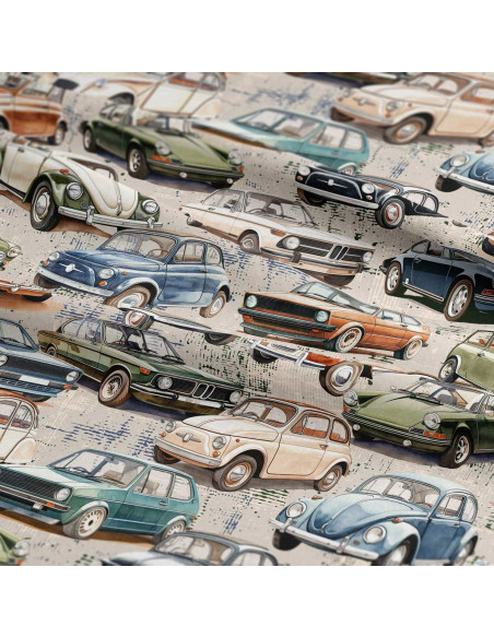 Tejido de algodón premium - Coches de colección