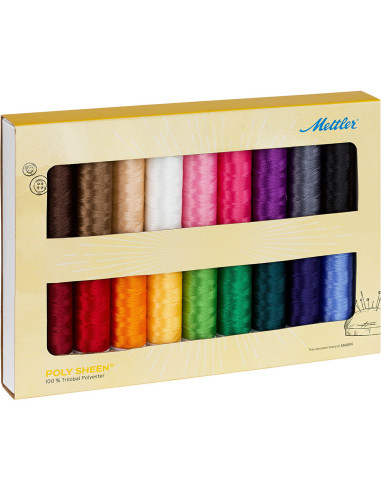 Estuche de 18 hilos para bordar Mettler Polysheen 200m