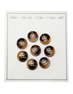 Paquete de 8 botones de 4 agujeros - Aspecto de cuerno 2