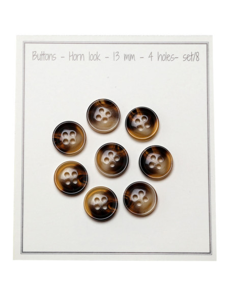 Paquet de 8 boutons 4 trous - Écaille