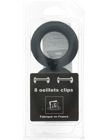 Lote de 8 ojales para cortinas Ø44 mm - Mate - Negro