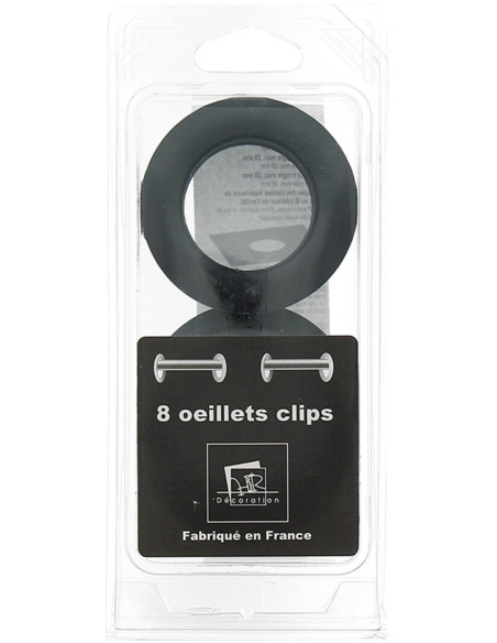Lote de 8 ojales para cortinas Ø44 mm - Mate - Negro