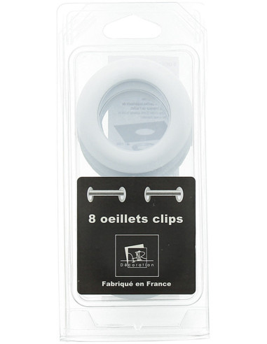 Lote de 8 ojales para cortinas Ø44 mm - Mate - Blanco