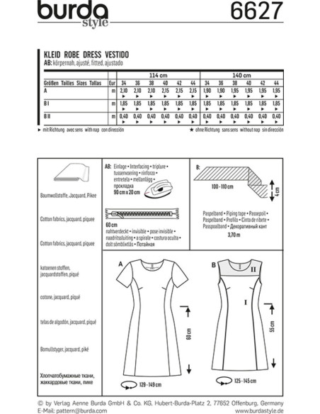 Patrón de vestido - Burda 6627
