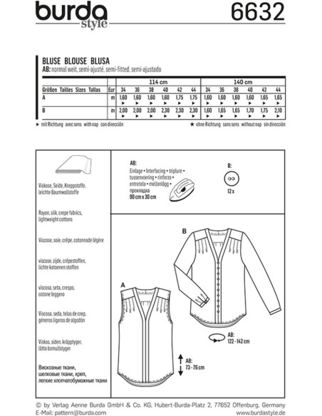 Patrón de blusa - Burda 6632