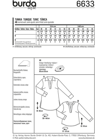 Patrón de túnica - Burda 6633