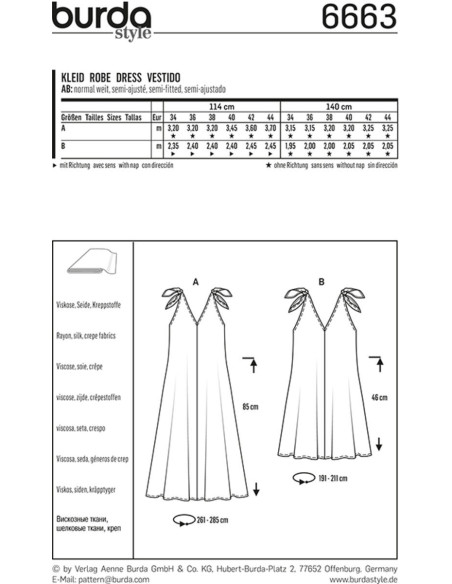 Patrón de vestido - Burda 6663
