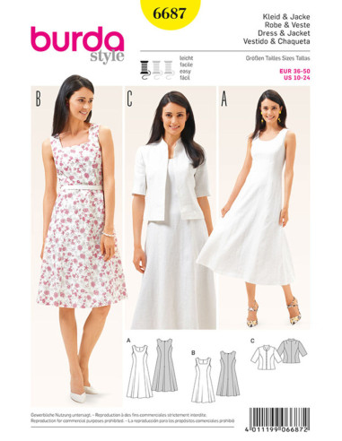 Patrón de vestido y chaqueta - Burda 6687