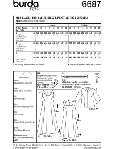 Patrón de vestido y chaqueta - Burda 6687