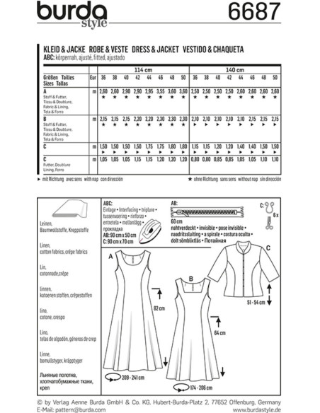Patrón de vestido y chaqueta - Burda 6687