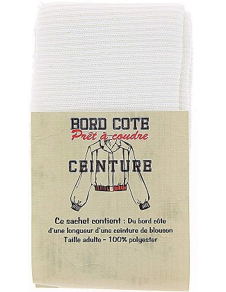 Bajo de chaqueta con borde de canalé - Blanco