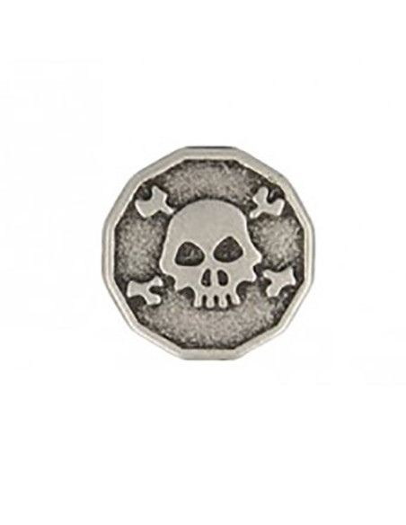 Botón de metal con calavera - Plata