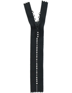 Cremallera no separable - Strass negro