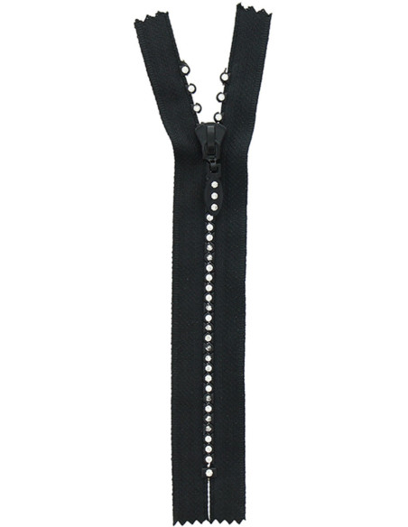 Cremallera no separable - Strass negro