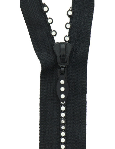 Cremallera no separable - Strass negro