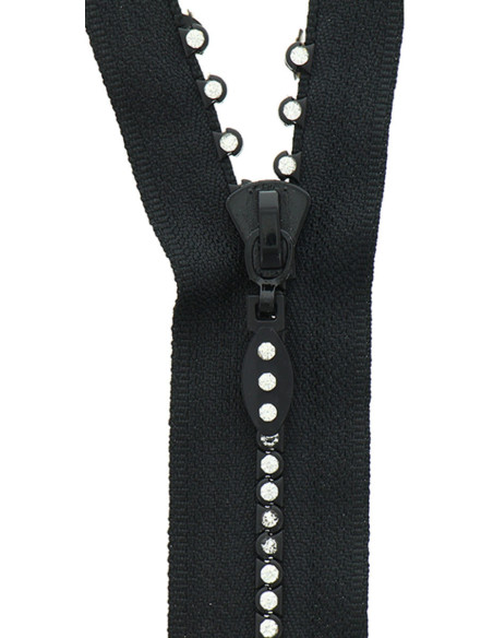 Cremallera no separable - Strass negro
