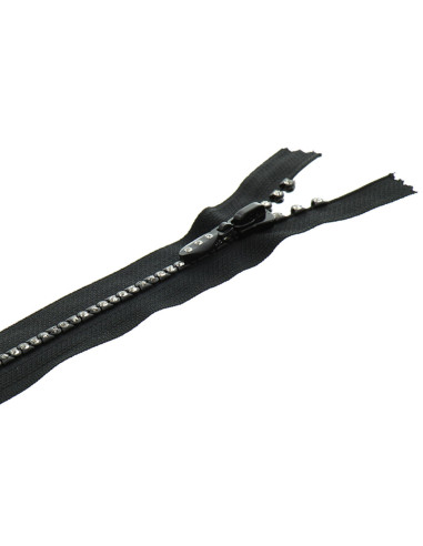 Cremallera no separable - Strass negro