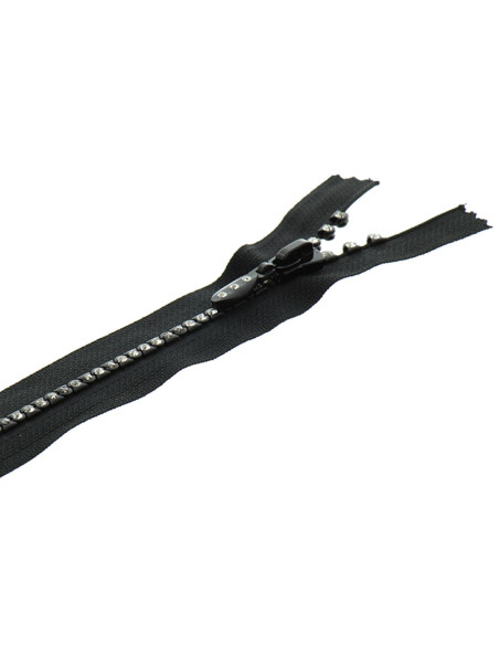 Cremallera no separable - Strass negro
