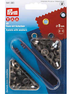 Caja de 40 ojales de 5 mm con herramienta de colocación - Latón antiguo