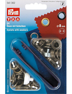 Caja de 24 ojales de 8 mm con herramienta de colocación - Latón antiguo