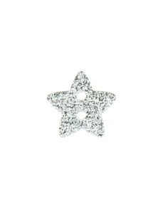 Botón de 2 agujeros con forma de estrella y purpurina - Plata 2