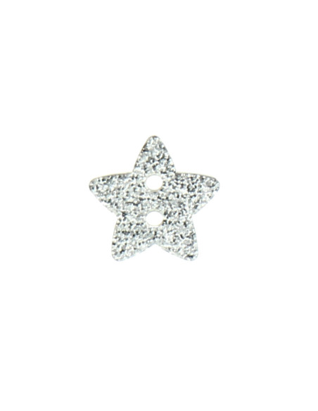 Botón de 2 agujeros con forma de estrella y purpurina - Plata