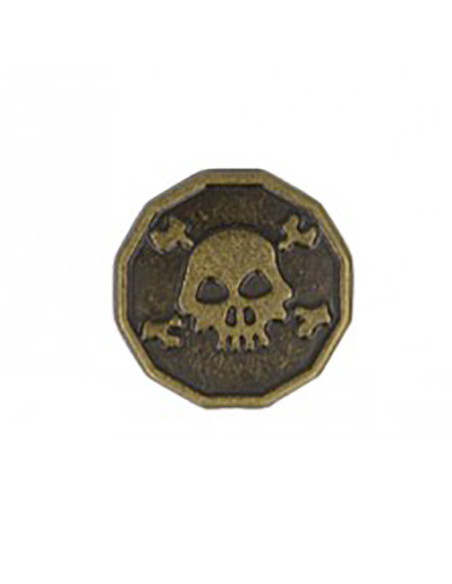 Botón de metal con calavera - Bronce