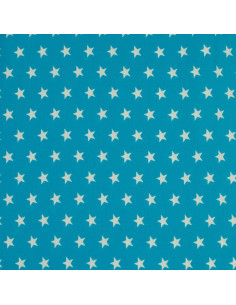 Tejidos de algodón con estrellas - Azul aqua y blanco