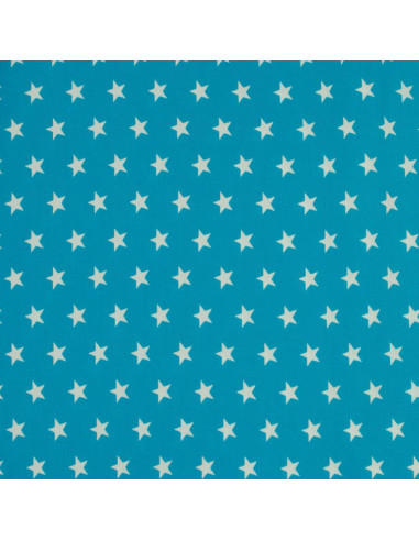 Tejidos de algodón con estrellas - Azul aqua y blanco
