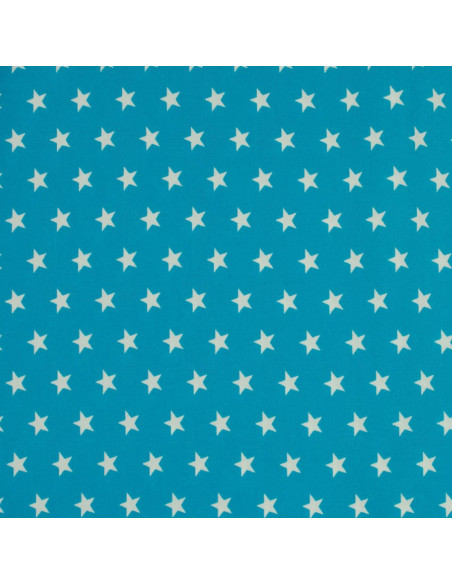 Tejidos de algodón con estrellas - Azul aqua y blanco