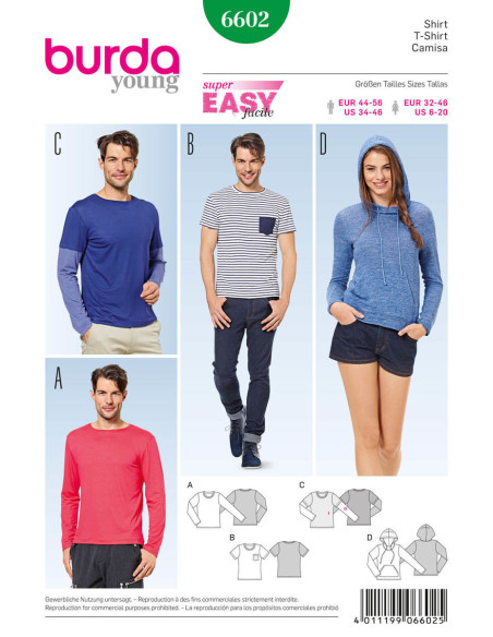 Patrón de camiseta - Burda 6602