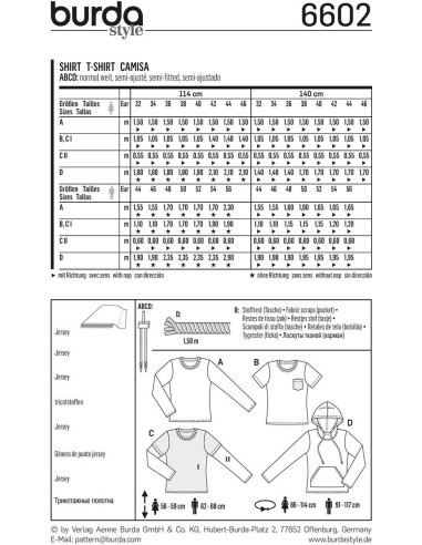 Patrón de camiseta - Burda 6602