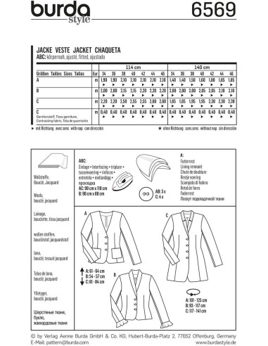 Patrón de chaqueta - Burda 6569