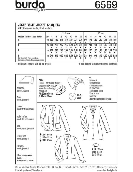 Patrón de chaqueta - Burda 6569