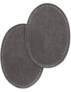 Par de codos y rodillas termoadhesivos - Imitación de ante gris oscuro