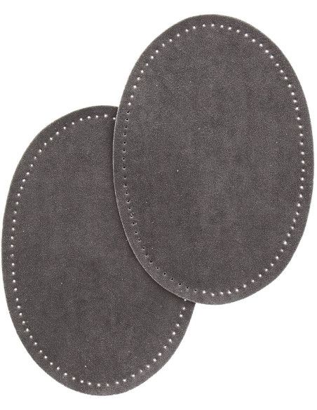 Par de codos y rodillas termoadhesivos - Imitación de ante gris oscuro