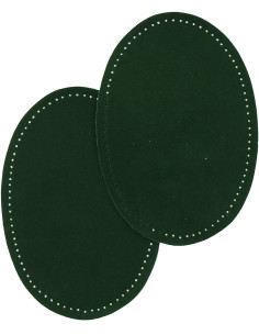 Par de codos y rodilleras termoadhesivas - Imitación de ante verde oscuro