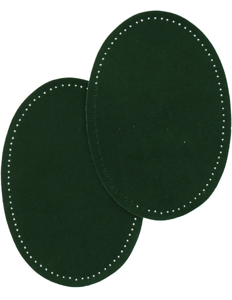 Par de codos y rodilleras termoadhesivas - Imitación de ante verde oscuro