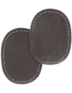 Mini par de codos y rodillas termoadhesivos - Imitación de ante gris oscuro