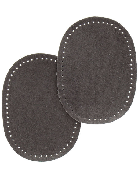 Mini par de codos y rodillas termoadhesivos - Imitación de ante gris oscuro