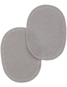 Mini par de codos y rodillas termoadhesivos - Imitación de ante gris claro
