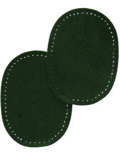 Mini par de codos y rodillas termoadhesivos - Imitación de ante verde oscuro