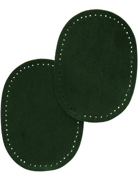 Mini par de codos y rodillas termoadhesivos - Imitación de ante verde oscuro