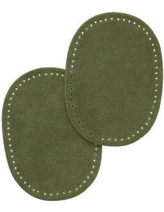 Mini par de codos y rodillas termoadhesivos - Imitación de ante verde oliva