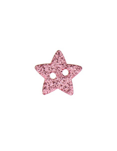 Botón de 2 agujeros con forma de estrella y purpurina - Rosa 2