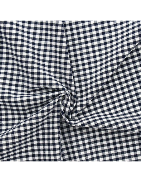 Tejido Vichy de cuadros grandes - Azul marino