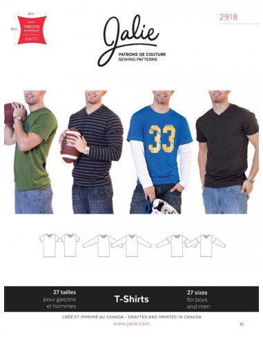 Patrón de camisetas para hombres - Jalie 2918
