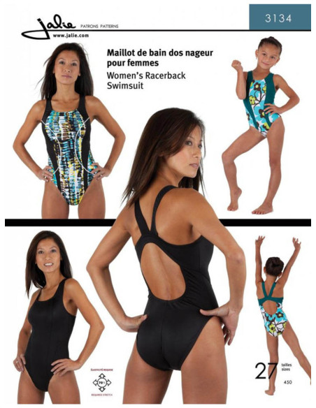 Patrón de traje de baño espalda cruzada - Jalie 3134